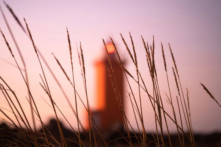 A lighthouse stands in the background of seagrass as a beacon that reminds me that God is my help.
