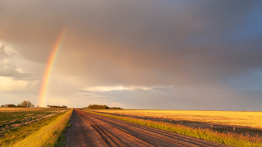 Royalty-Free Stock Photo: Rainbow in a storm depicting calm in the chaos.