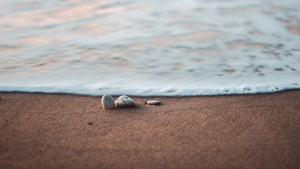 Rocks on a sandy shore know that contentment is a choice.