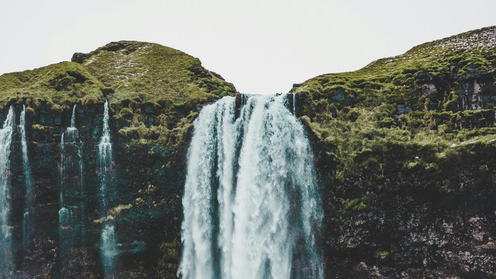 A roaring waterfall over a cliff shows the power of the dead brought to life.