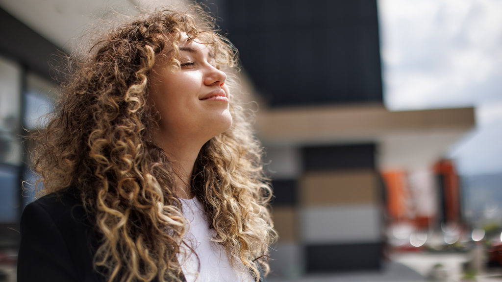 Royalty-Free Stock Photo: Young woman in a good mood after a good night's sleep.